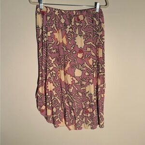 Knox Rose Asymmetrical Floral Midi Skirt in Mauve and Cream